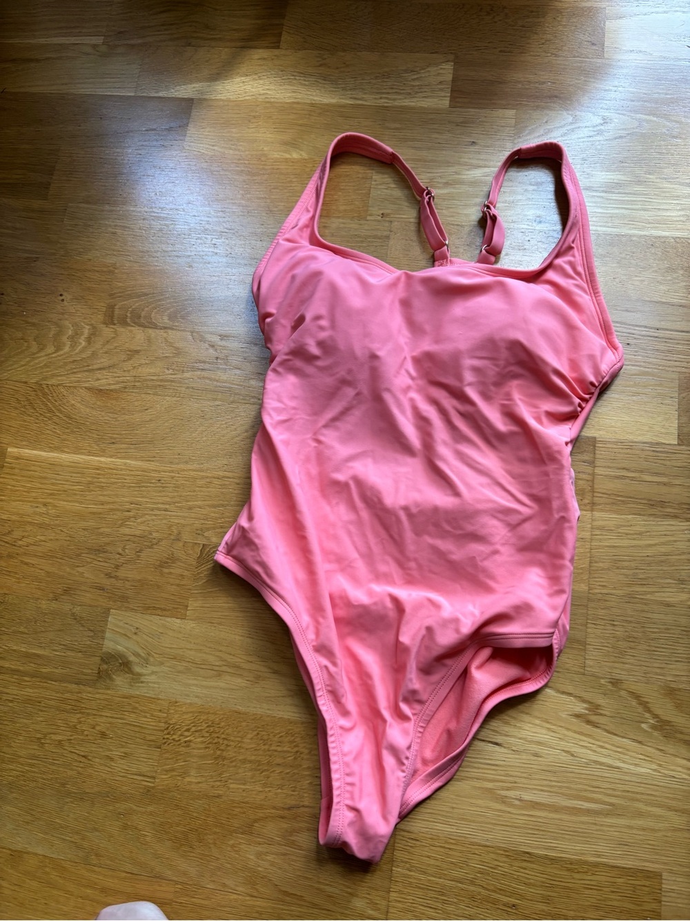 Kona Sol Coral Pink Slim-Strap One-Piece Swimsuit
